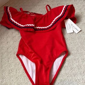 Janie and Jack Res White and Blue Patriotic Swimsuit sz 5 NWT